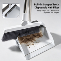 Ensemble balai et pelle 4-en-1 personnalisé pour cuisine, design compact, avec brosse et pelle à poussière pour balayer et ramasser
