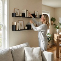 Étagère murale flottante en bois massif en forme de U, ensemble de 5 tailles, étagère murale flottante pour livres, étagères de rangement murales pour le salon