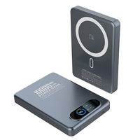 Batterie externe magnétique sans fil 10000 mAh, charge rapide 22,5 W, affichage intelligent de la puissance TFT, coque en alliage d'aluminium, OEM ODM W21-10000