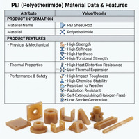 Pièces d'isolation PEI personnalisées, feuille de polyétherimide Ultem, plastique diélectrique haute température, usinage CNC, joint, rondelle, bloc