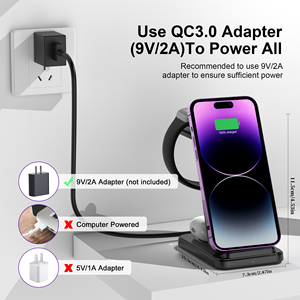 Cargador Inalámbrico Magnético Plegable 3 en 1, Estación de <span class=keywords><strong>Carga</strong></span> de 15 Vatios para Teléfono Móvil, Reloj Inteligente y Auriculares - Product Image 3