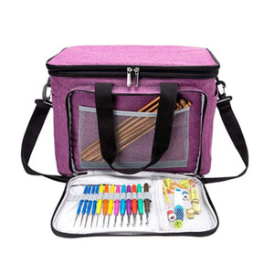 Knitting and Crochet Organizer, Large Craft Supplies Bag with Drawstring Closure Yarn Storage Tote