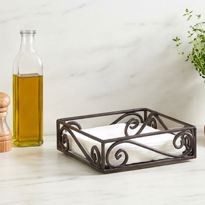 Metal <b>Napkin</b> <b>Holder</b> With Vintage Scroll Design Free Standing For Tableware Storage Dining Use And Hotel Use - Product Image 1