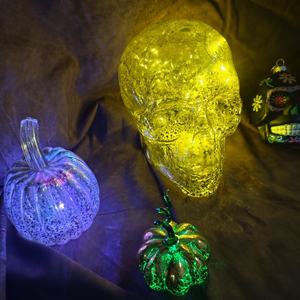 หัวผีทำจากแก้วลายฮาโลวีนมีไฟน่ากลัวสำหรับตกแต่งสวนงานฝีมือปาร์ตี้โครงกระดูกสยองขวัญ - Product Image 6