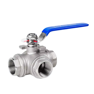 Válvulas de Bola con Brida de Acero al Carbono de 1/2"-4" de 3 Vías Tipo T con Rosca Interna NPT, Operación Manual, Sellado OEM de PTFE/EPDM para Agua - Product Image 1