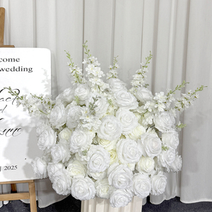 Ramo de Flores Artificiales de Rosa Blanca Pura, Centro de Mesa Floral Elegante Hecho a Mano con Delphinium para Decoración de Bodas y Eventos - Product Image 3