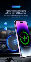 Support de téléphone magnétique sans fil à LED colorées pour voiture, charge rapide, fixation sur grille d'aération pour smartphones