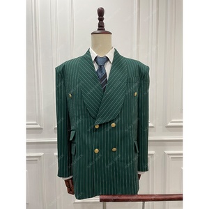 <span class=keywords><strong>Costume</strong></span> de <span class=keywords><strong>mariage</strong></span> personnalisé <span class=keywords><strong>vert</strong></span> émeraude pour <span class=keywords><strong>homme</strong></span>, <span class=keywords><strong>Costume</strong></span> classique Italien à Double boutonnage, <span class=keywords><strong>Costume</strong></span> d'affaires rayé pour <span class=keywords><strong>homme</strong></span> 3 pièces - Product Image 2