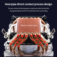 4 Pin PWM RGB Cooling Fan 6 Heat Pipes PC Radiateur pour Intel LGA 1150 1151 1155 1366 2011 X79 X99 AM3 AM4 CPU Cooler