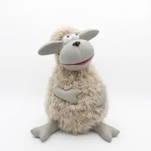 Western Decoration Handmade Cute Ornament Polyresin Lamb Sheep Figurines Resin Animal with Plush Fur
