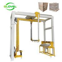 Mesin Pembungkus Otomatis Penuh Tipe Gantry Frame Pallet Online Robot Swing Arm Stretch Wrapper Foil Hemat Energi Rotary