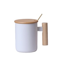 Ensemble de tasses à café en porcelaine avec logo personnalisé, tasses à café en céramique avec poignée en bois, 301-400ml, nouvelle vente