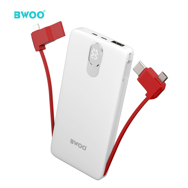 BWOO Wholesale Multifunction 3 in 1 Power Banks With Digital Display Super Slim Custom 10000 Mah Mobile Powerbank