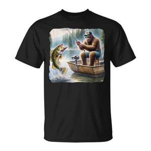 Camiseta de pescador Bigfoot Fishing Sasquatch Summer Bass Fisherman - Product Image 1