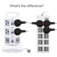 11 + 2 USB port Strip daya 11 cara + 2 USB Outlet Plug Extender dengan 2 USB port Outlet listrik