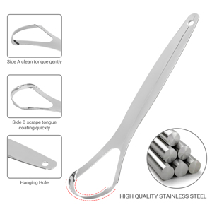 MasterMedi Étui de voyage Grattoir lingual 100% Acier inoxydable Facile à utiliser Soins bucco-dentaires Hygiène Adultes Traitement de la mauvaise haleine - Product Image 6