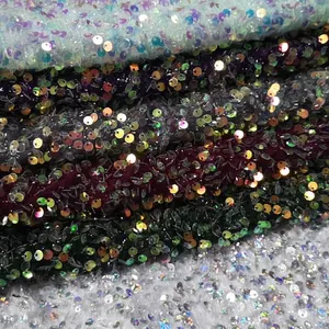 middle east white holographic iridescent sequin fabric metallic sequin fabric for dress