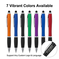 Stylet lumineux LED en plastique écologique avec logo laser personnalisé, corps lumineux, 3-en-1, cadeau promotionnel d'entreprise, cadeau d'événement