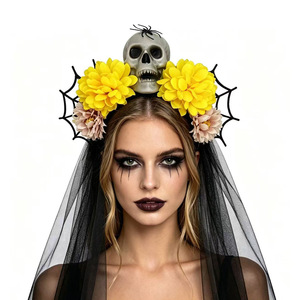 Nueva Diadema de Malla Hecha a Mano para Mujer, para Halloween, Carnaval, Festival del Día de los Muertos, con Diseño de Araña y Flores - Product Image 3
