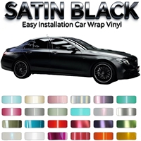Film vinyle noir satiné PET, non effet peau d'orange, pour changement de couleur de véhicule, extensible, vente en gros, rouleau de vinyle 3M