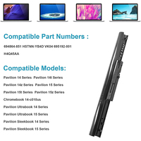 VK04 untuk Baterai Laptop Cadangan HP untuk Model Pavilion Sleekbook Ultrabook 694864-851 695192-001 TPN Q113 Q114 Q115 Tersedia
