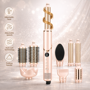 2026 Pink Air Styler 8 in 1 Hot Air Brush High Speed <strong>Hair</strong> <strong>Dryer</strong> Auto Curler Blow <strong>Dryer</strong> <strong>Comb</strong> Ionic 8 in 1 Multi <strong>Hair</strong> Styler - Product Image 2