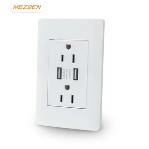 New Mold hot sale MB 118Series White PC Plate 6 pins with 2USB Charging ports Dual Type A USB Socket 2.1A American Socket