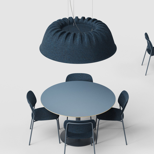 NRC 0.85 Sound Absorbing Round Pendant Chandelier PET Felt Acoustic Light B1 Fire-rated for Home Office Workspace