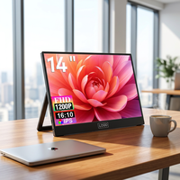 Monitor Portátil para Juegos de 14 Pulgadas FHD 1200P IPS con Interfaz Tipo C, Relación de Aspecto 16:10, Altavoz Integrado para Extensión de Pantalla Dual para Laptop