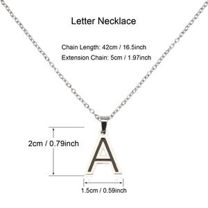 Collar con colgante de letras de acero inoxidable, chapado en plata, de la A a la H, estilo clásico unisex, joyería de regalo - Product Image 3