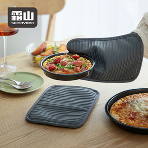 Shimoyama dành cho người lớn chịu nhiệt lò Mitt chống trượt Silicone + bông găng tay lò vi sóng cách nhiệt nồi vị trí - Product Image 3