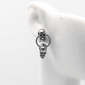 yunnique Titanium Steel <b>Skull</b> Stud Earrings Two Piece Unisex Fashion Jewelry Retro Geometric Design - Product Image 4