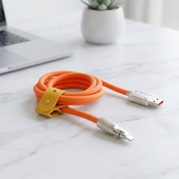 Câble de charge rapide USB Type C en alliage de zinc 120W, rotatif à 180 degrés, avec silicone épais, charge rapide QC
