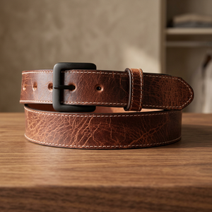 Ceinture BS INTERNATIONAL en cuir véritable robuste avec boucle carrée en acier, design 3D, écologique, imperméable, légère, 3,8 cm - Product Image 1