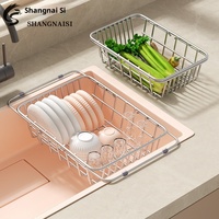 Égouttoir de cuisine rétractable en acier inoxydable pour évier, panier filtrant pour légumes et fruits