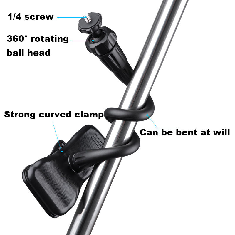 Adjustable Live Streaming Bracket Tabletop Clamp Phone Holder and DSLR Camera Mount with Ring Light for GoPro 13 Insta360 X5