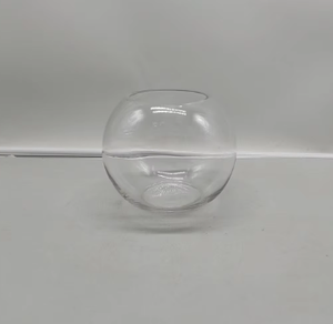 Hand Blown <b>Small</b> Round Clear Crystal Glass Fish Bowl <b>Vase</b> Modern Minimalist Tabletop Decorative Centerpiece - Product Image 2