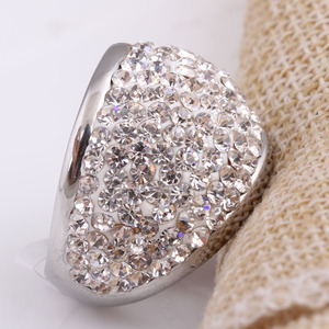 Bague en acier inoxydable pour femme, sertie de diamants, forme géométrique ronde, bijoux de fête, bagues tendance - Product Image 4
