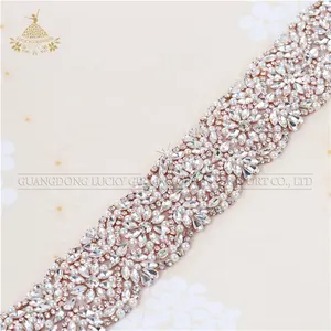 Large Handmade sew on beads Classic Rhinestone Applique for Wedding Gown Bridal patches