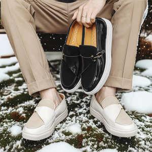 Latest Design White Color <b>Hook</b> Formal Wedding <b>Shoes</b> Classic Round Toe Business Men Casual Dress Loafers Slip-On Spring - Product Image 2