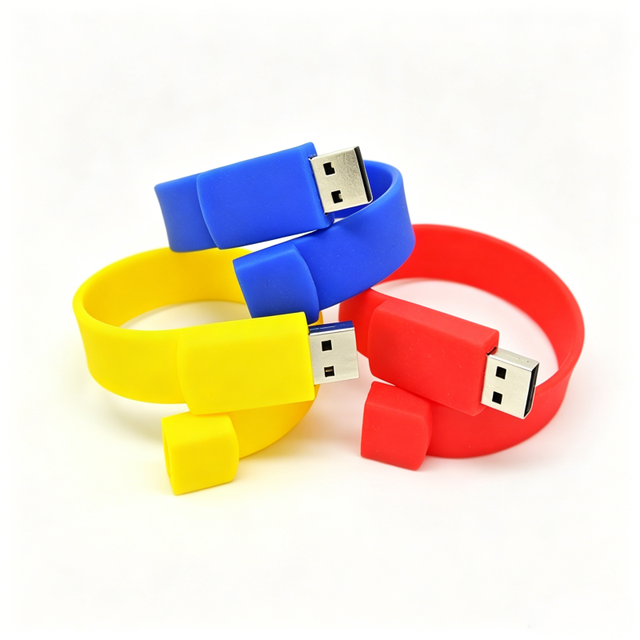 Custom Logo Silicone Wristband USB Flash Drive | 2GB-128GB Memory Stick Custom Promotional Packaging Corporate Gift