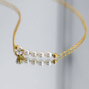 สร้อยคอจี้ประดับมุกและเพชรซิคอน ชุบทอง 18k ทำจากสแตนเลสสตีล 316L กันน้ำ สำหรับผู้หญิง - Product Image 4