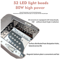 Lampe à Ongles UV LED sans Fil IBelieve, Machine Rechargeable Professionnelle et Personnalisée 80 W avec 52 Ampoules Puissantes