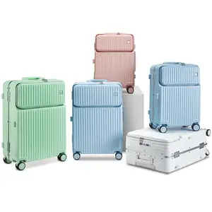 高品质ABS PC硬行李箱携带行李，带TSA和前开笔记本电脑口袋20/22/24/26/28英寸行李袋。