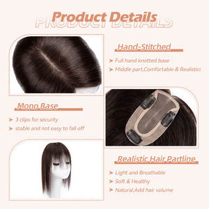 Topper de cheveux humains naturels BLT Kinky Curly Deep Wave, base en soie, fermeture monofilament, frange, système capillaire, cheveux brésiliens Remy, <span class=keywords><strong>blanc</strong></span>, pour femmes - Product Image 3