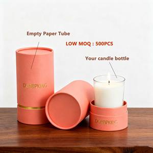 Boîte d'emballage de tube de bougie ronde personnalisée de luxe avec estampage à chaud et ruban pour cadeau de bougie parfumée - Product Image 2