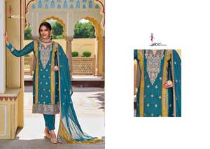 Most Selling Designer <b>Silk</b> Salwar Suit with Embroidery Work Indian and Pakistani Clothing Salwar Kameez - Product Image 4
