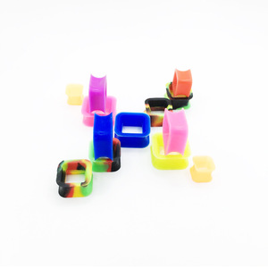 Bijoux de piercing corporel carré Silicone Flexible Double évasé chair Tunnel bouchons d'<span class=keywords><strong>oreille</strong></span> jauge d'<span class=keywords><strong>oreille</strong></span> extenseur civière - Product Image 1