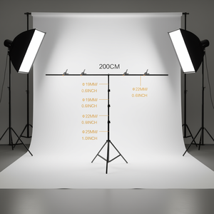 Support de caméra en T SH 200 cm en métal pour studio photo, idéal pour l'utilisation avec écran Chromakey et fonds. - Product Image 2