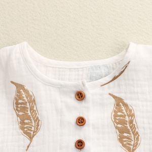 夏の人気売れ筋ベビーガール服パフスリーブリーフパターン可愛いキッズドレス - Product Image 4